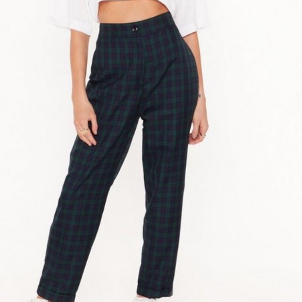 NWT Nasty Gal Black Tartan Pants